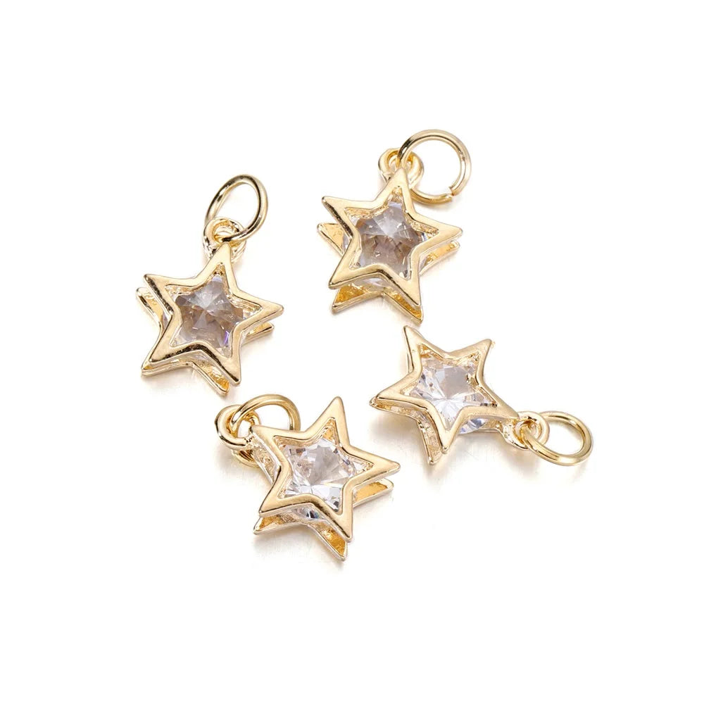 10Pcs/lot Alloy Gold Silver Color Rhinestone Hearts Charms For Earrings Necklaces DIY Love Charms Jewelry  Making Accessories