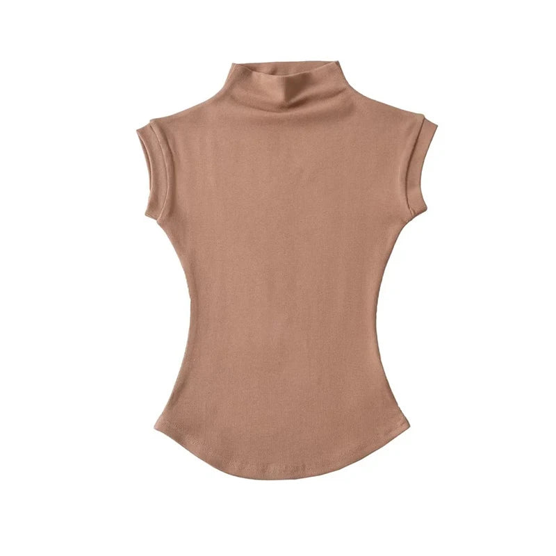 Slim Turtleneck Sleeveless Tee