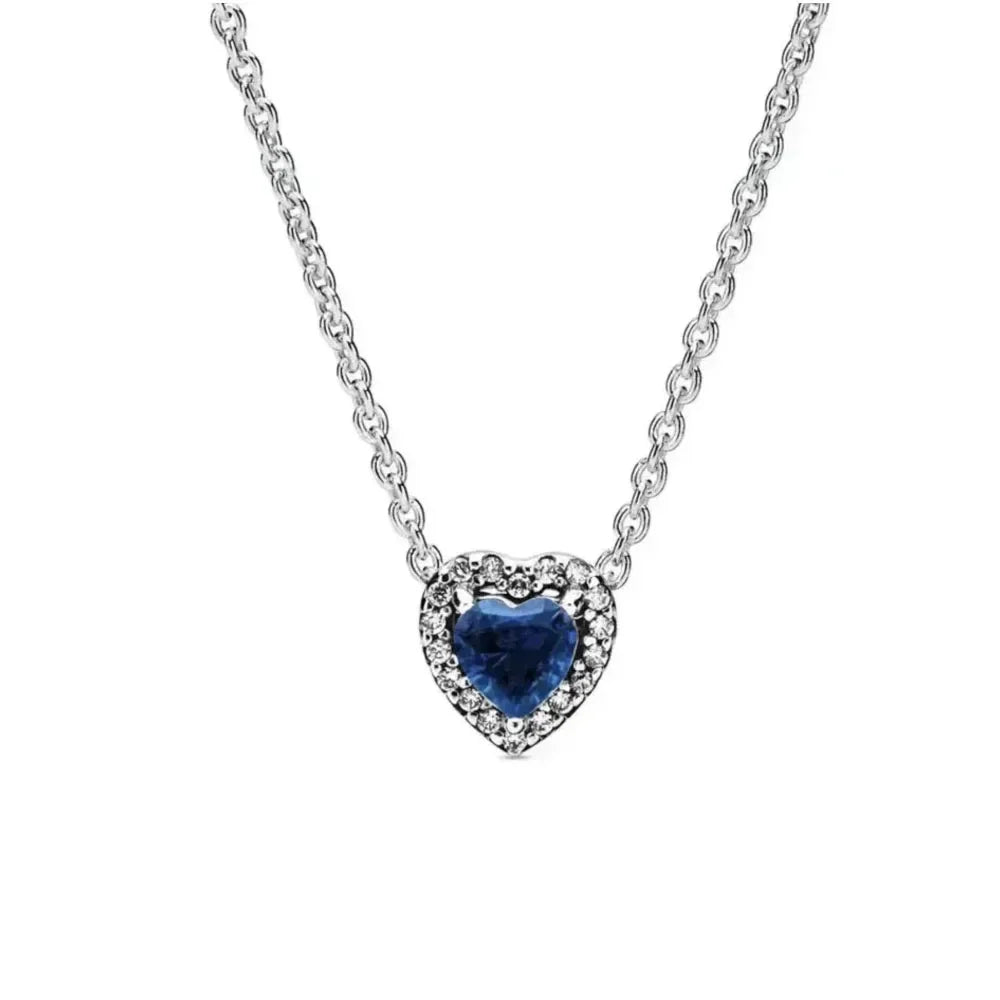 Colorful Heart Shaped 925 Sterling Silver Pendant Necklace