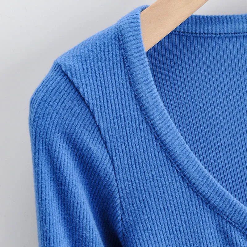 Long Sleeve Button Crop Top