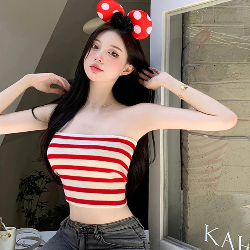 Retro Striped Bustier Tank