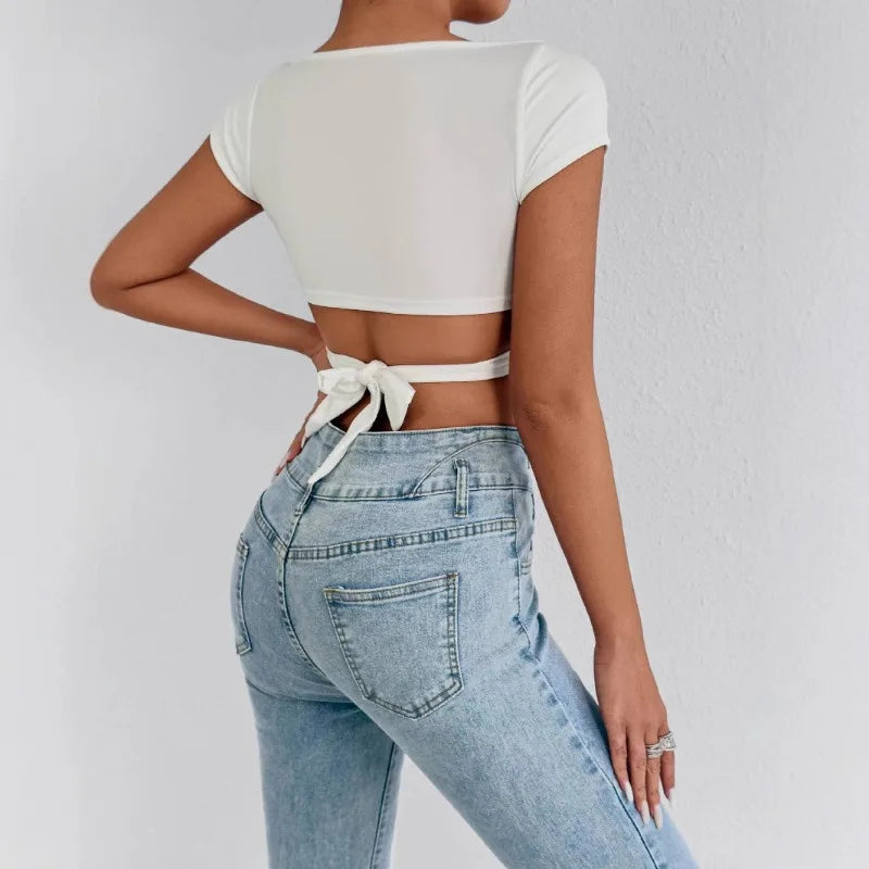 V-Neck Push Up Crop Top