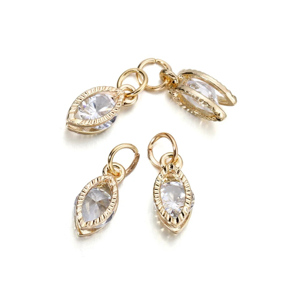 10Pcs/lot Alloy Gold Silver Color Rhinestone Hearts Charms For Earrings Necklaces DIY Love Charms Jewelry  Making Accessories