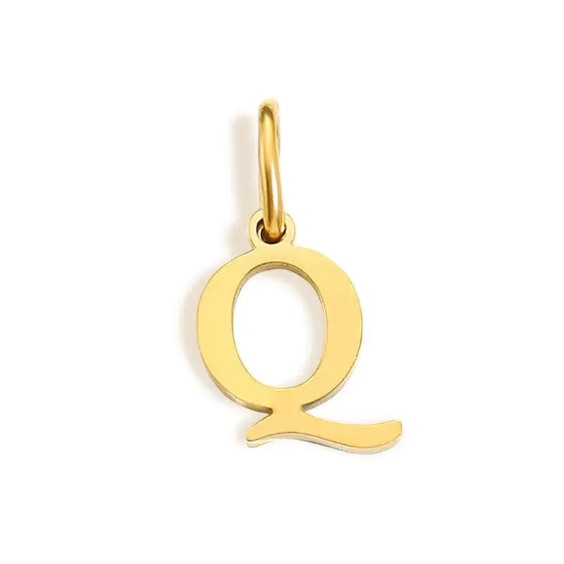 Gold Stainless Steel Initial Letter Charm Pendant