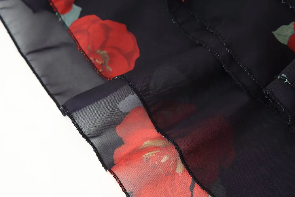 Floral Suspender Top & Midi Skirt Set