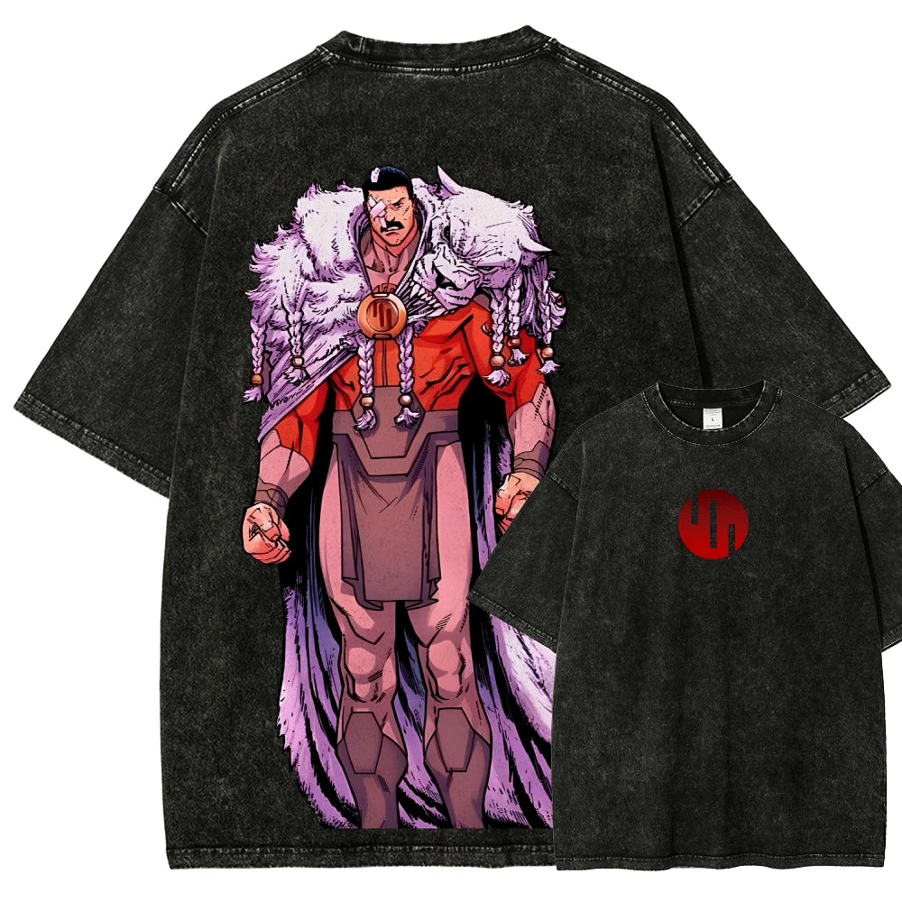 Invincible Anime Lover Washed T-shirt Year round clothing personality Clothes Plus Size Unisex New Model Couples high quality