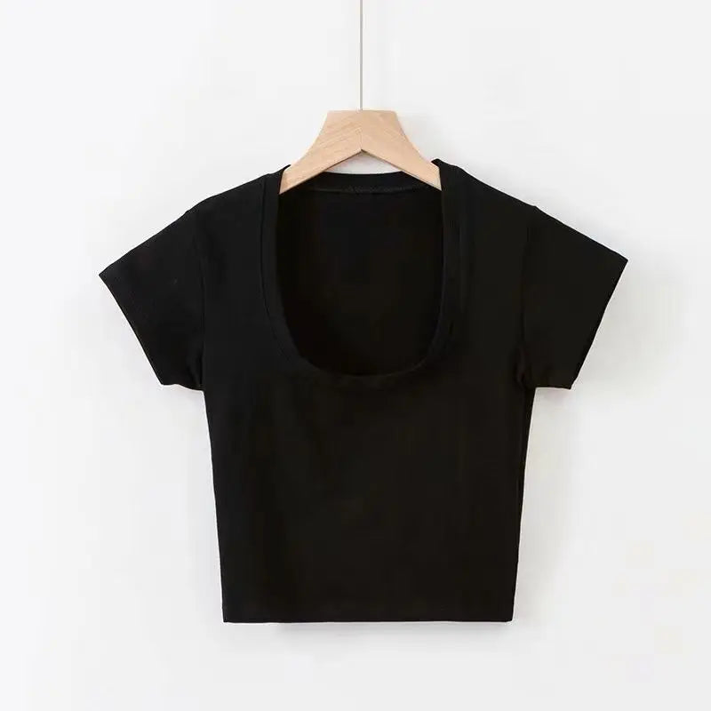 Stretch Slim U-Neck Crop Top