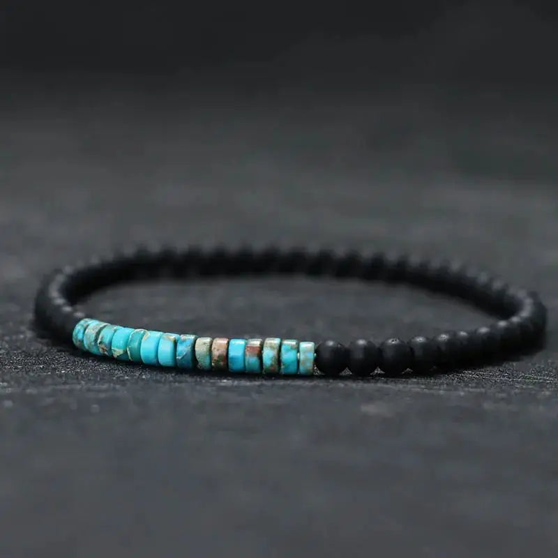 Men's 4mm Handmade Onyx Stone Beaded Bracelet