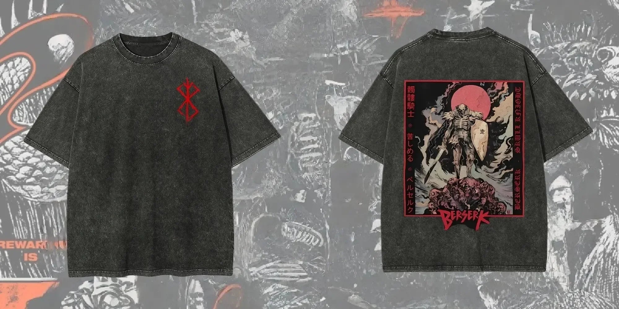 New Arrival Mens Clothes Tee Shirt Homme Graphic T-Shirts Men Tshirt for Men Ropa Hombre Washed Anime Berserk Baggy Camisetas