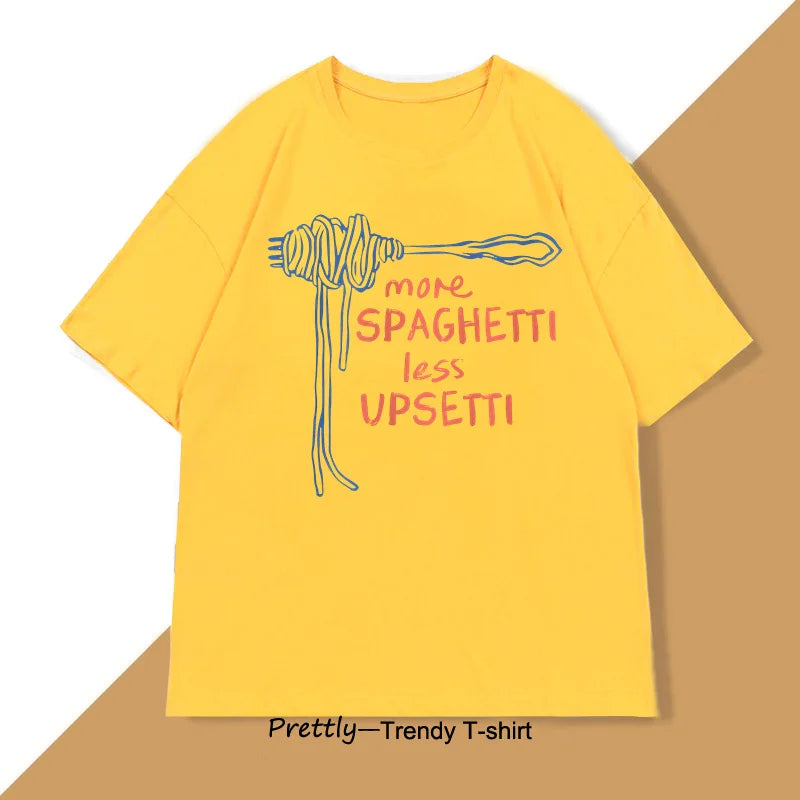 Spaghetti T Shirt Funny Food T-Shirt Foodie Food Humor Printed Tshirt Cotton Short Sleeve Fast Shipping Pure Cotton Tees Clothes