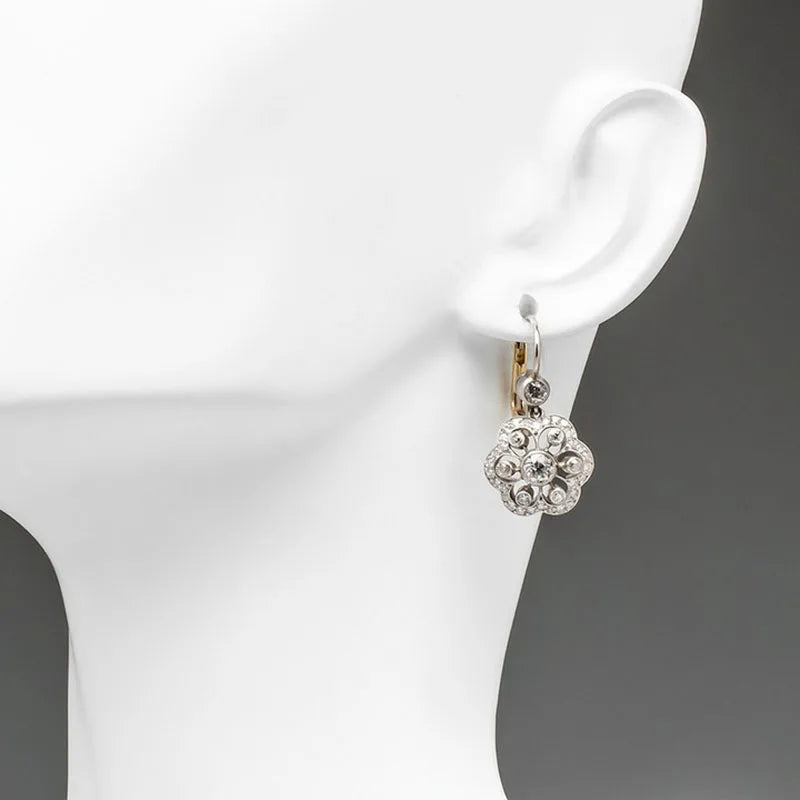 Women's Gorgeous Flower Crystal White CZ Drop Earrings