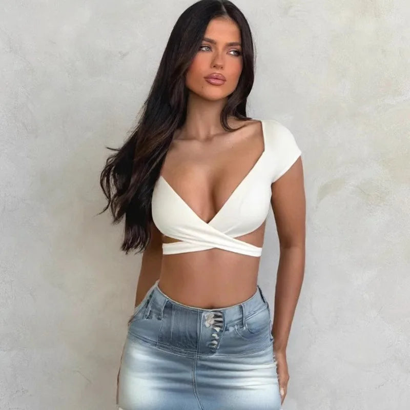 V-Neck Push Up Crop Top