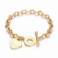Double Heart OT Buckle Stainless Steel Couple Bracelet