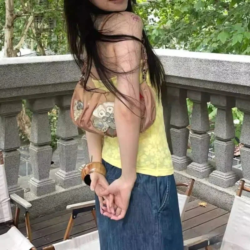 Floral Lace-Up Halter Cami