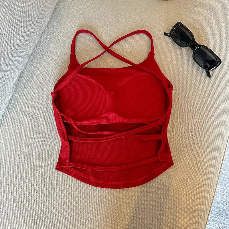 Pure Color Slim Strap Vest