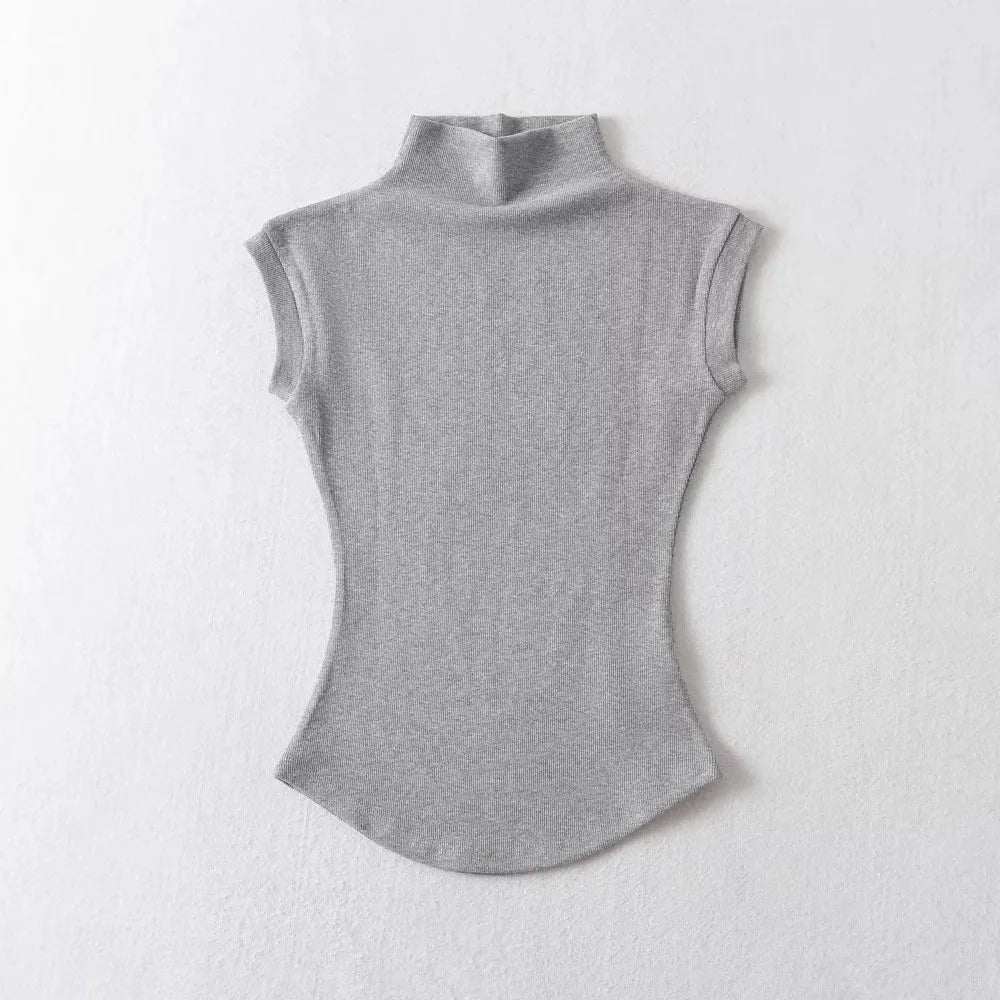Slim Turtleneck Sleeveless Tee