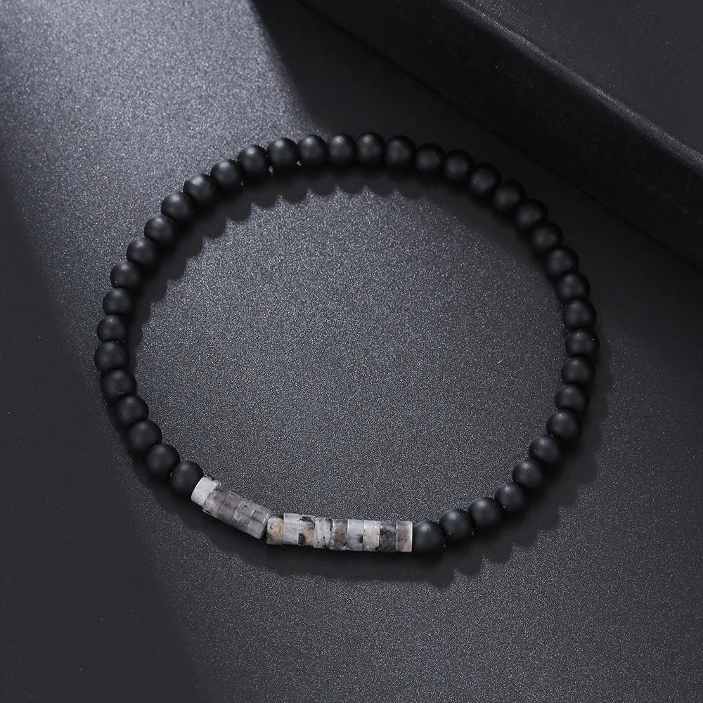 Men's 4mm Handmade Onyx Stone Beaded Bracelet