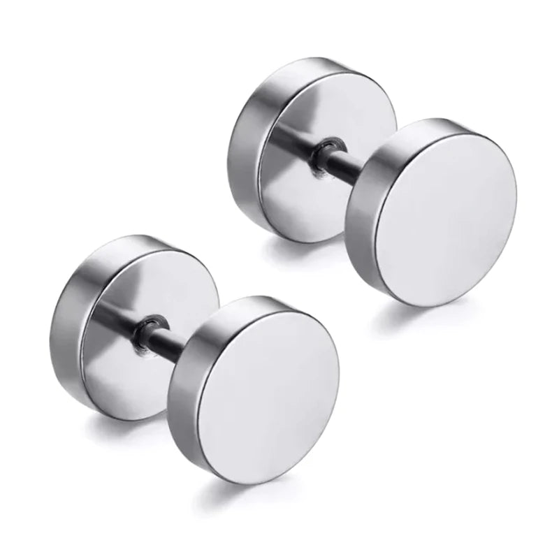 Unisex Black & Gold Stainless Steel Fake Earrings