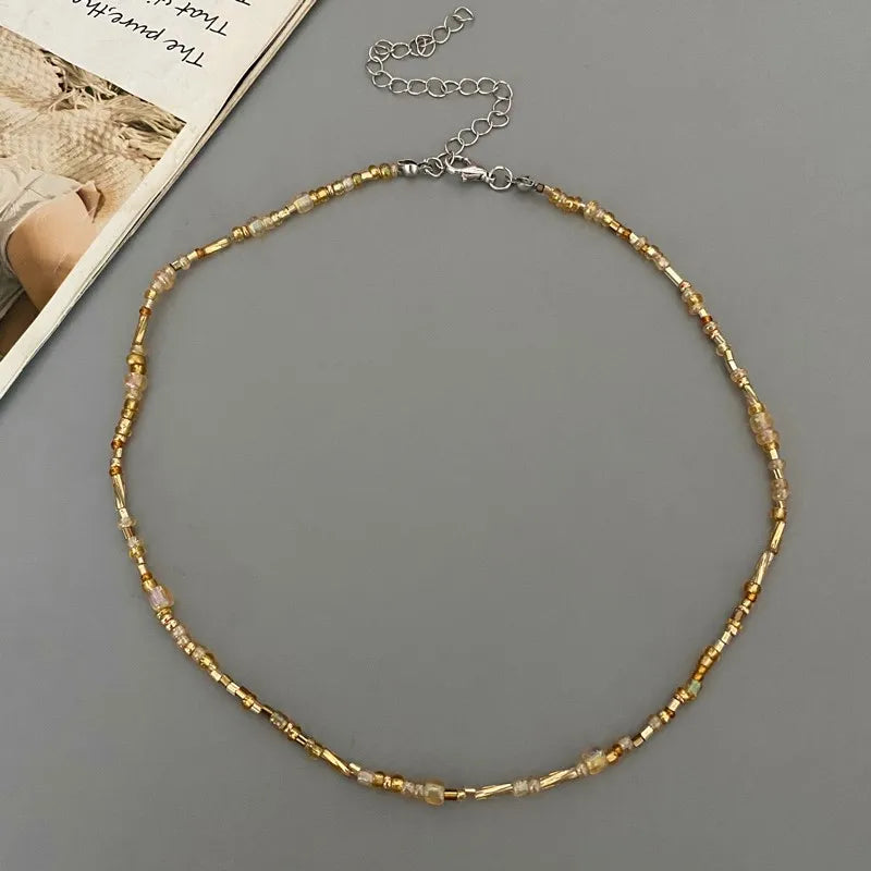 Women's Colorful Glass Beads Choker Necklace