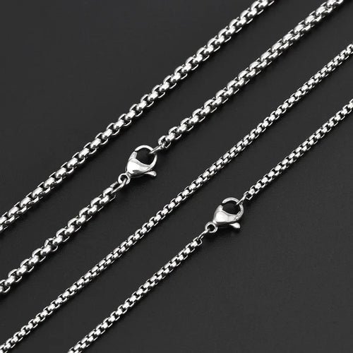 2-5MM Width Stainless Steel Square Rolo Chain Necklace For Women Round Box Choker Necklace Men Fashion Jewelry Accessories