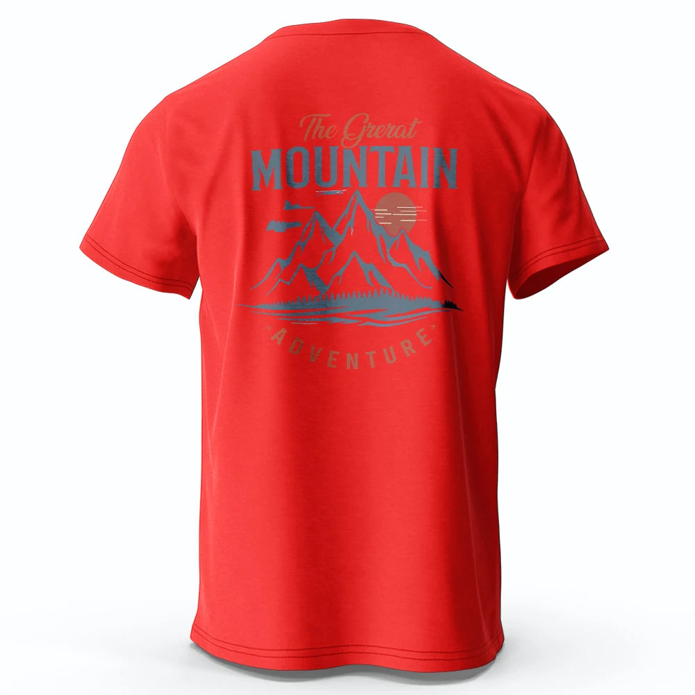 Men's Hiking Outdoor T-Shirt with Double Printed Design Cotton Tees for Men Women Sportwear
