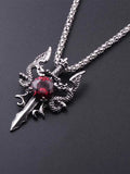 1 Gothic Dragon Water Diamond Long Necklace Men's Dominant Retro Dragon Necklace