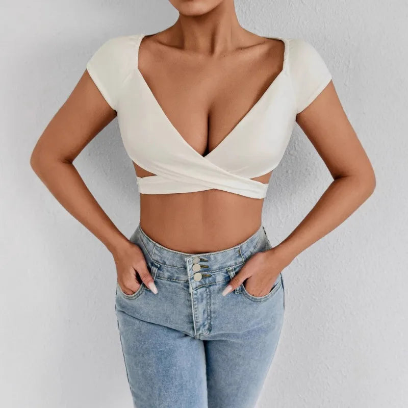 V-Neck Push Up Crop Top