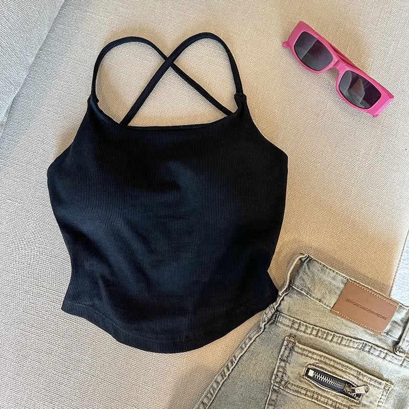 Pure Color Slim Strap Vest
