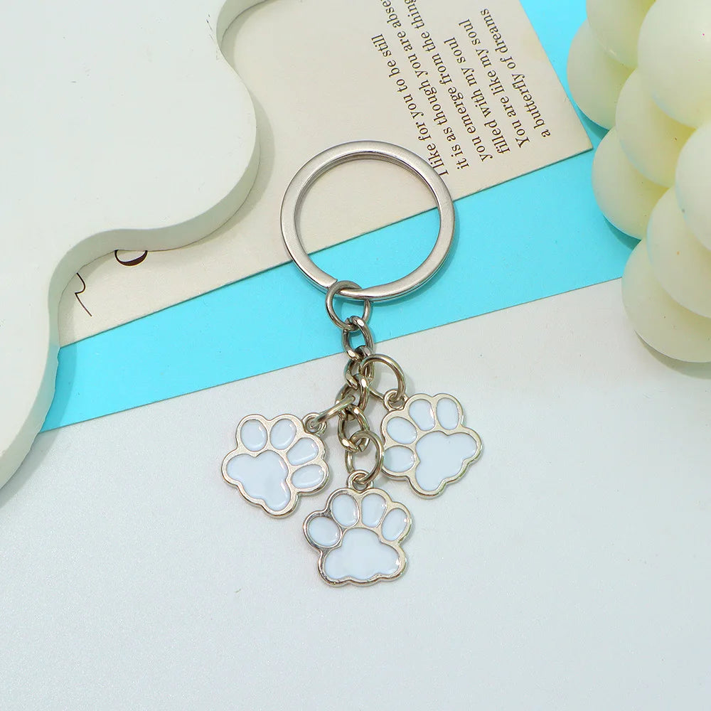 Cute Enamel Paw Print Keychain & Jewelry Gift Set