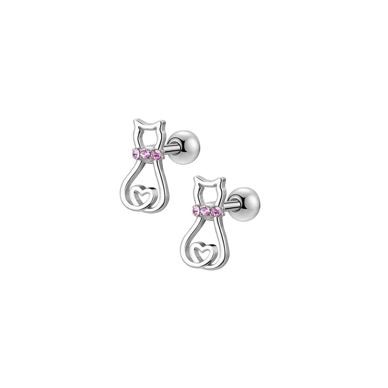 Women's Hypoallergenic CZ Screw Back Stud Earrings Set (6 Pairs)