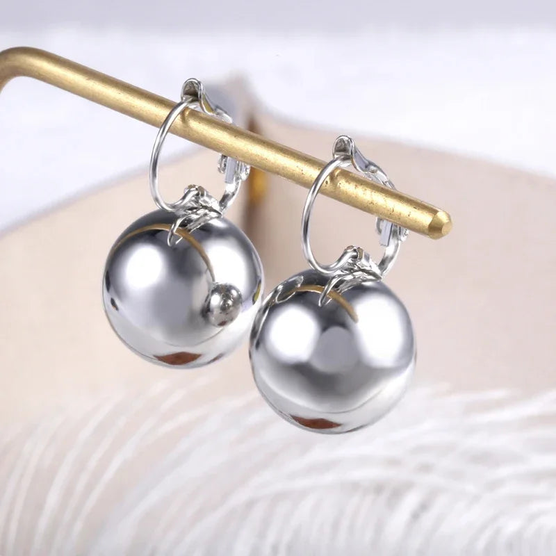 Women's Smooth Ball Pendant Drop Earrings