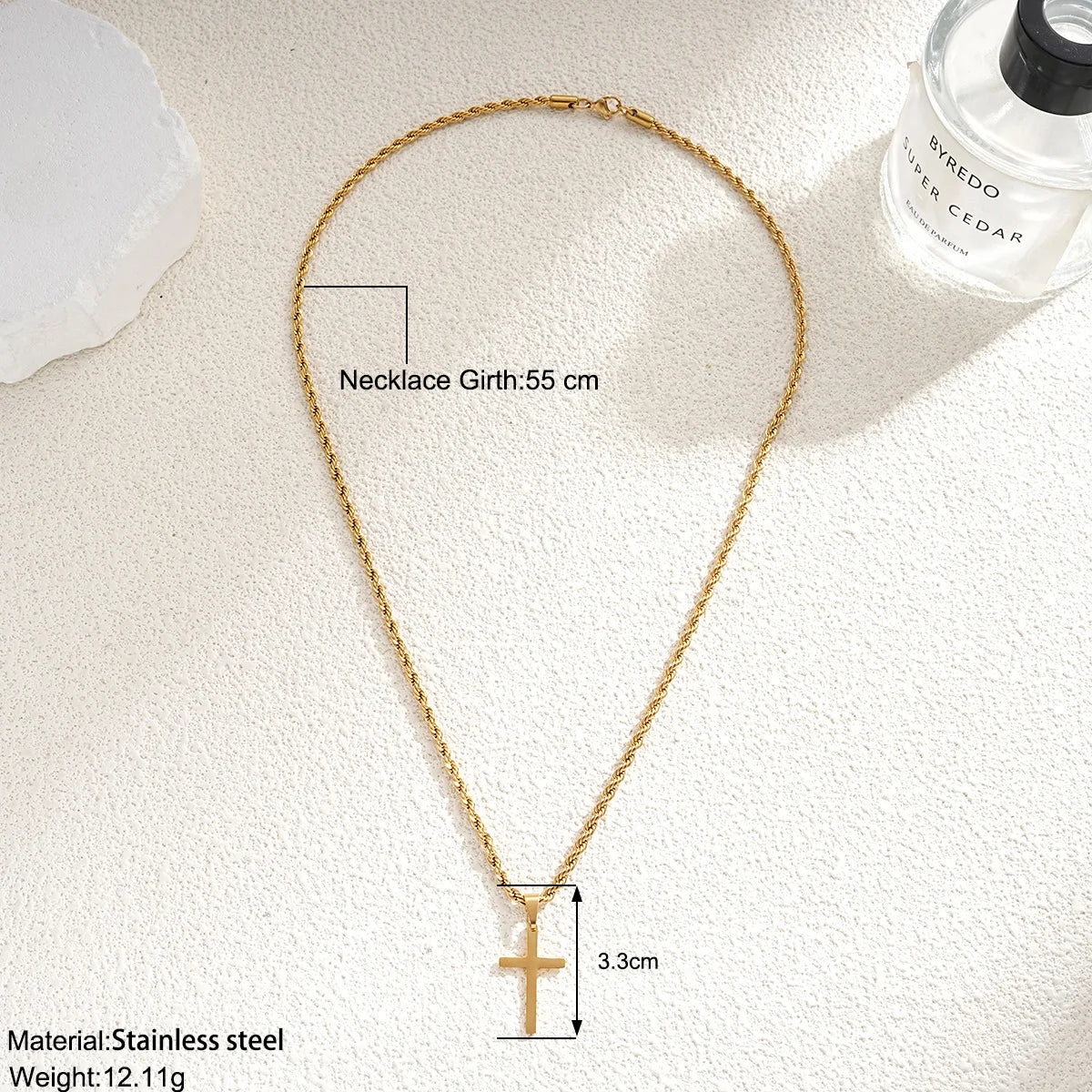 Gold Cross Stainless Steel Pendant Necklace