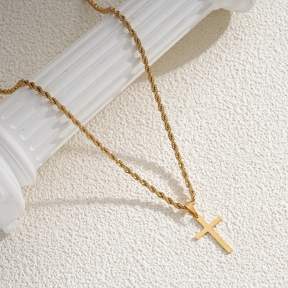 Gold Cross Stainless Steel Pendant Necklace