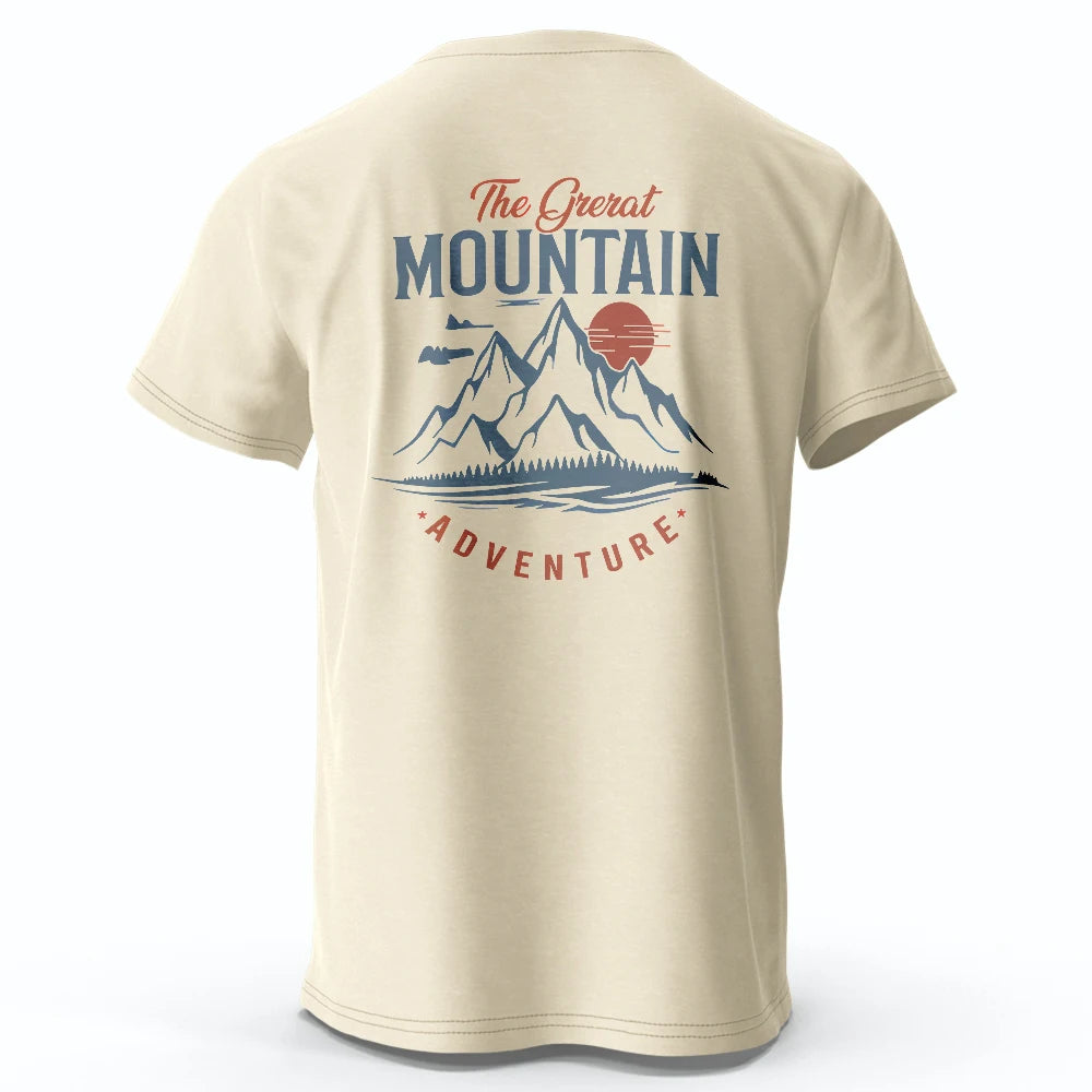 Men's Hiking Outdoor T-Shirt with Double Printed Design Cotton Tees for Men Women Sportwear