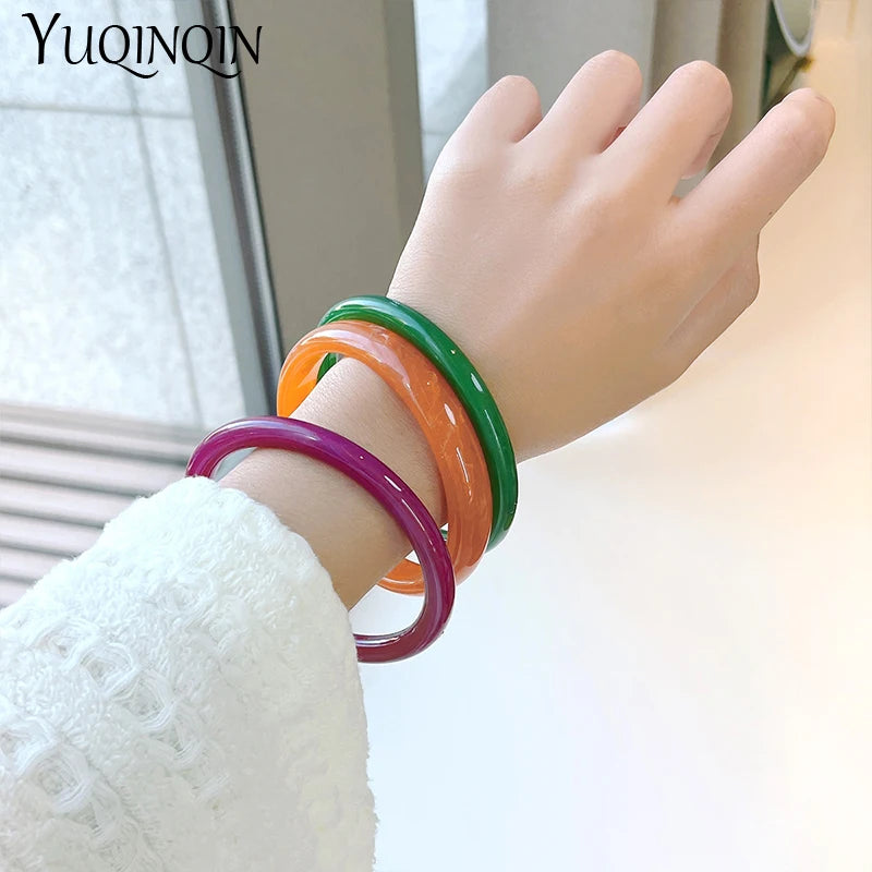 Women's 3-Piece Vintage Resin Acrylic Bangle Set
