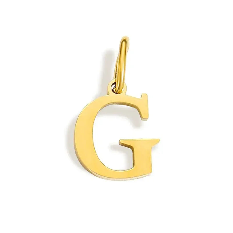 Gold Stainless Steel Initial Letter Charm Pendant