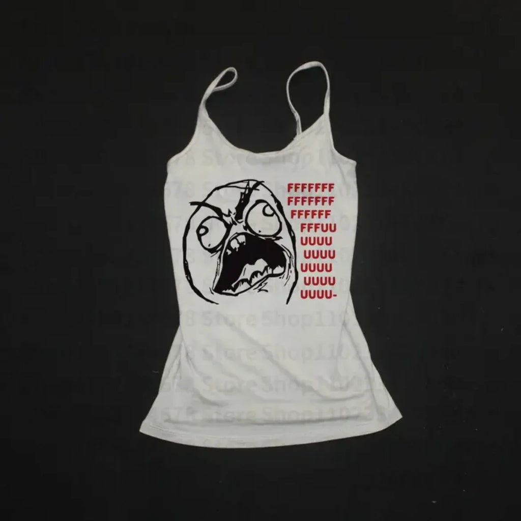 Backless Graphic Print Y2K Tank Top
