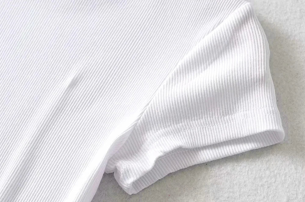 O-Neck Slim Stretch Crop Tee