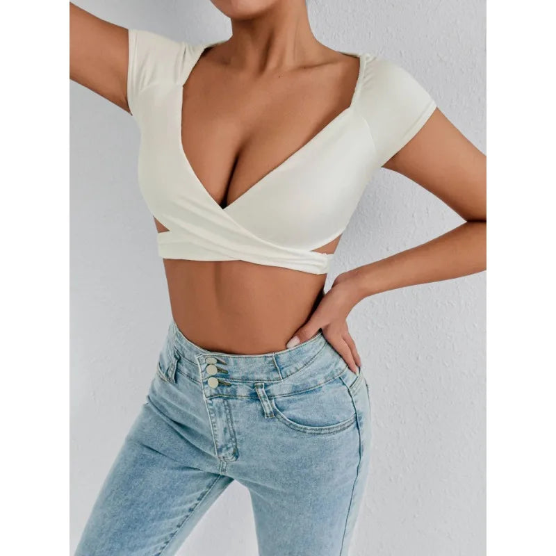 V-Neck Push Up Crop Top