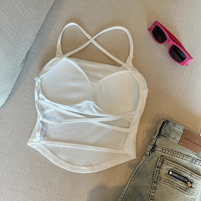 Pure Color Slim Strap Vest