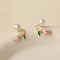 ZAKOL Fresh Rose Stud Earrings with Imitation Pearl Sweet Pink Tulip Earrings Exquisite New Accessories for Women Trendy Jewelry
