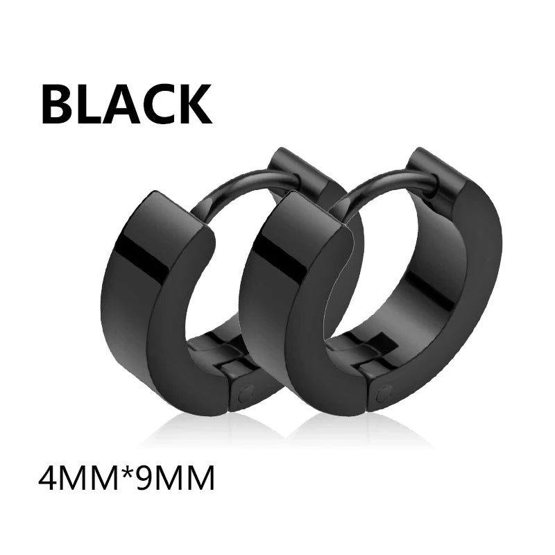 Unisex Black & Gold Stainless Steel Fake Earrings