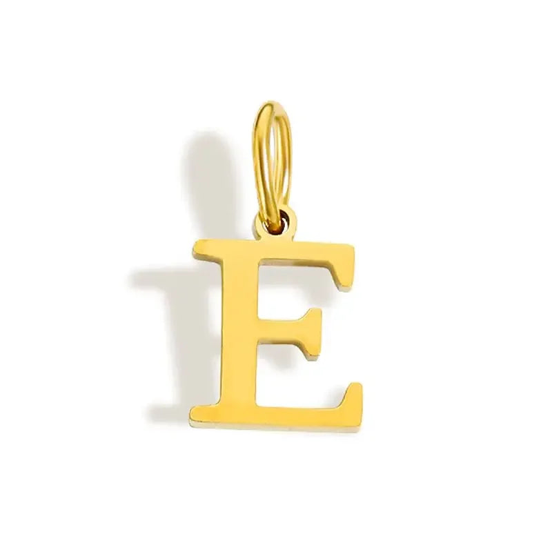 Gold Stainless Steel Initial Letter Charm Pendant