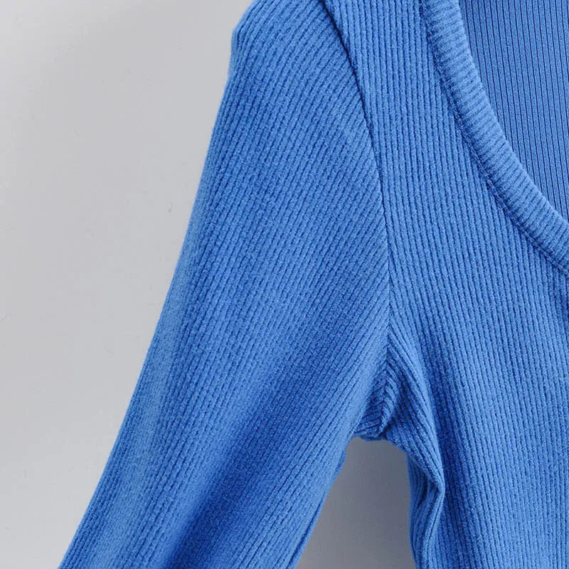 Long Sleeve Button Crop Top