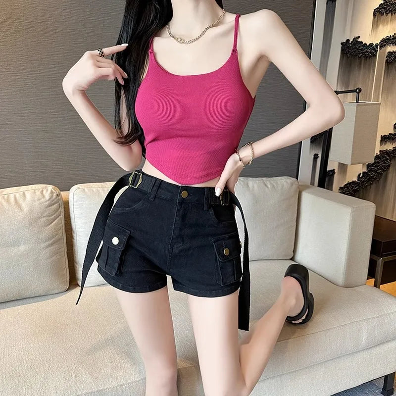 Pure Color Slim Strap Vest