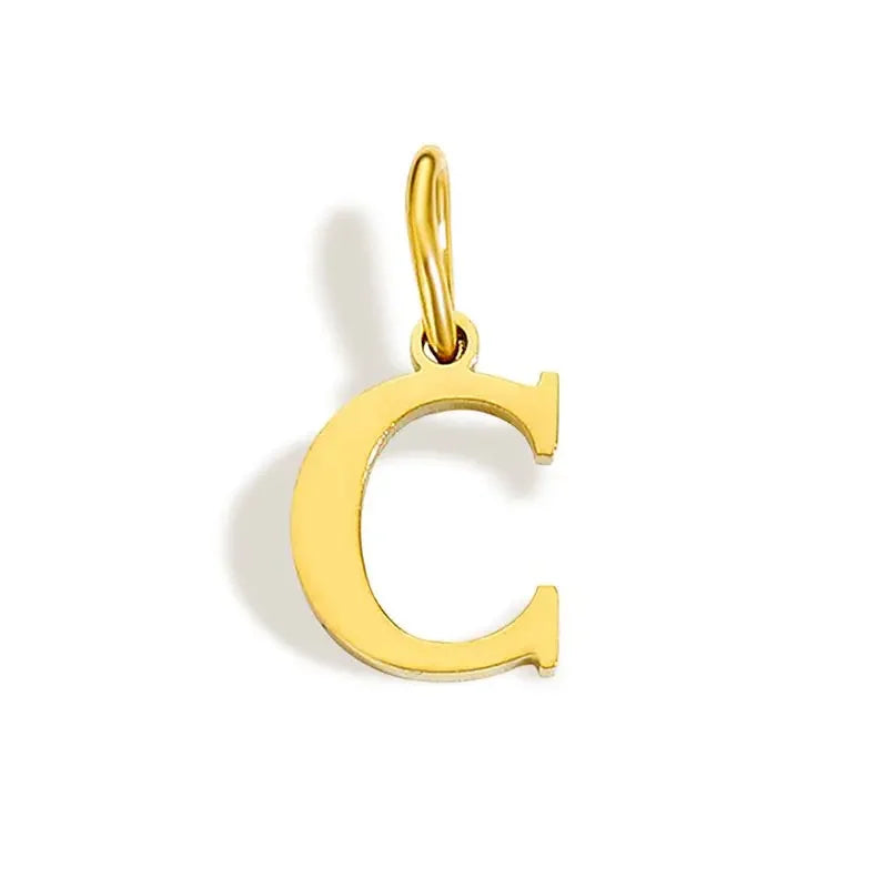 Gold Stainless Steel Initial Letter Charm Pendant