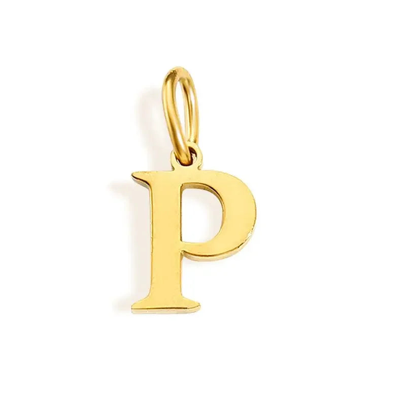 Gold Stainless Steel Initial Letter Charm Pendant