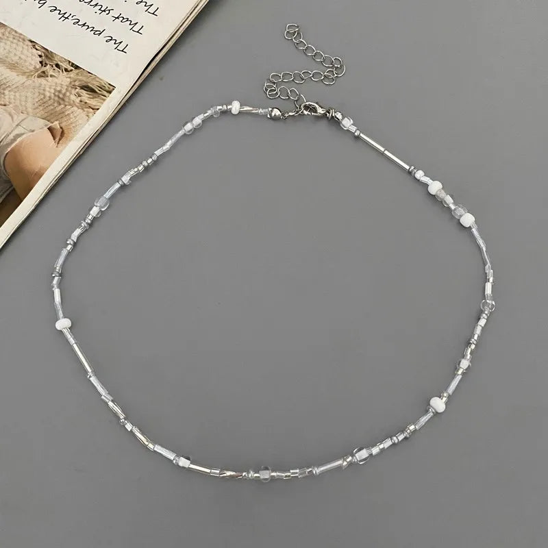 Women's Colorful Glass Beads Choker Necklace