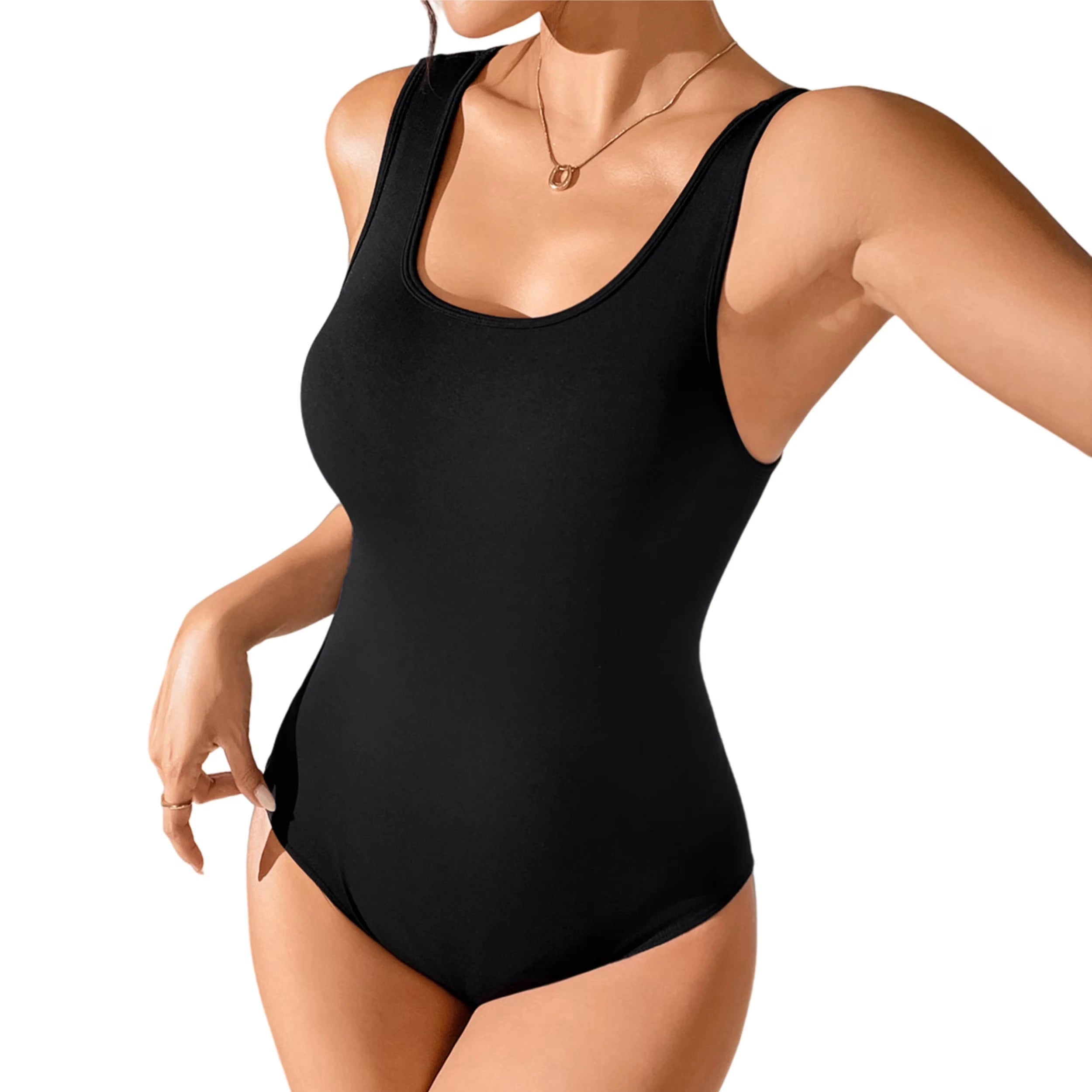 Scoop Neck Backless Bodysuit