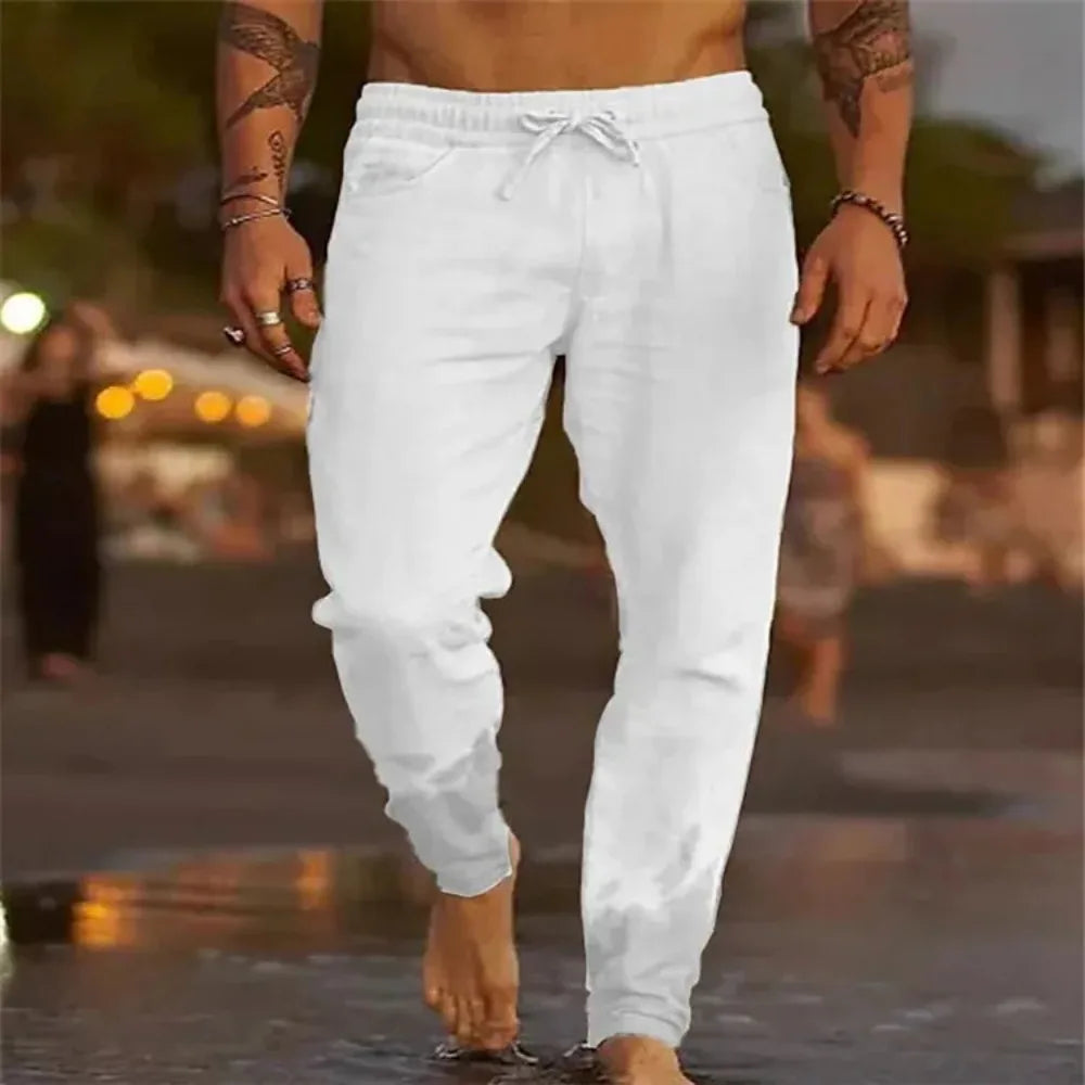 Cotton Linen Hawaiian Beach Pants